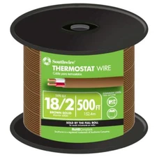 Thermostat Wire 500 Ft 18/2 Solid Copper CL2 Low Voltage Brown Indoor Outdoor