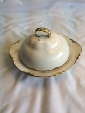 Homer Laughlin Gold Trim Round Covered Butter Dish