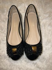 Girls Black Ballerina Shoes With Bow Sz 2