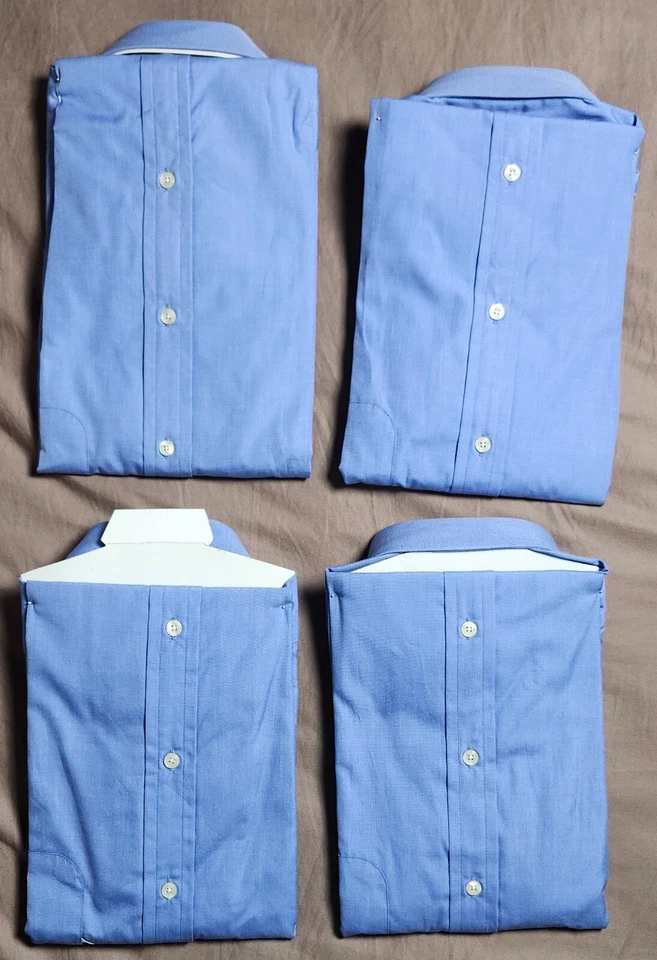 Lot of 4 Faconnable Men's Dress Shirts Blue 100% Cotton Size 2 15 R Made in USA - Image 2 of 4