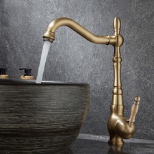 Retro Antique Brass Single Lever Kitchen Sink Faucet Swivel Spout Faucets Qsf911