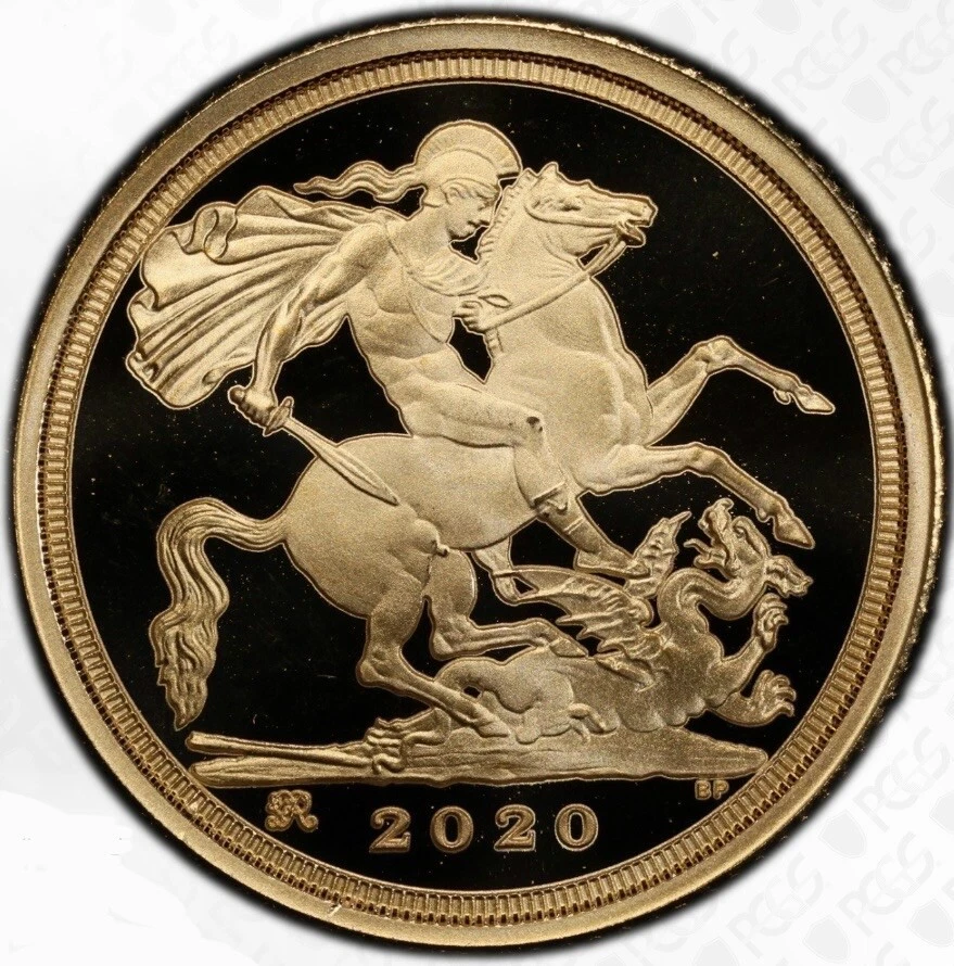 Moneda soberana de 1/4 a prueba de oro del Reino Unido 2020 Gran Bretaña • PR70 POP 14 • Jorge III Foto 4 de 4