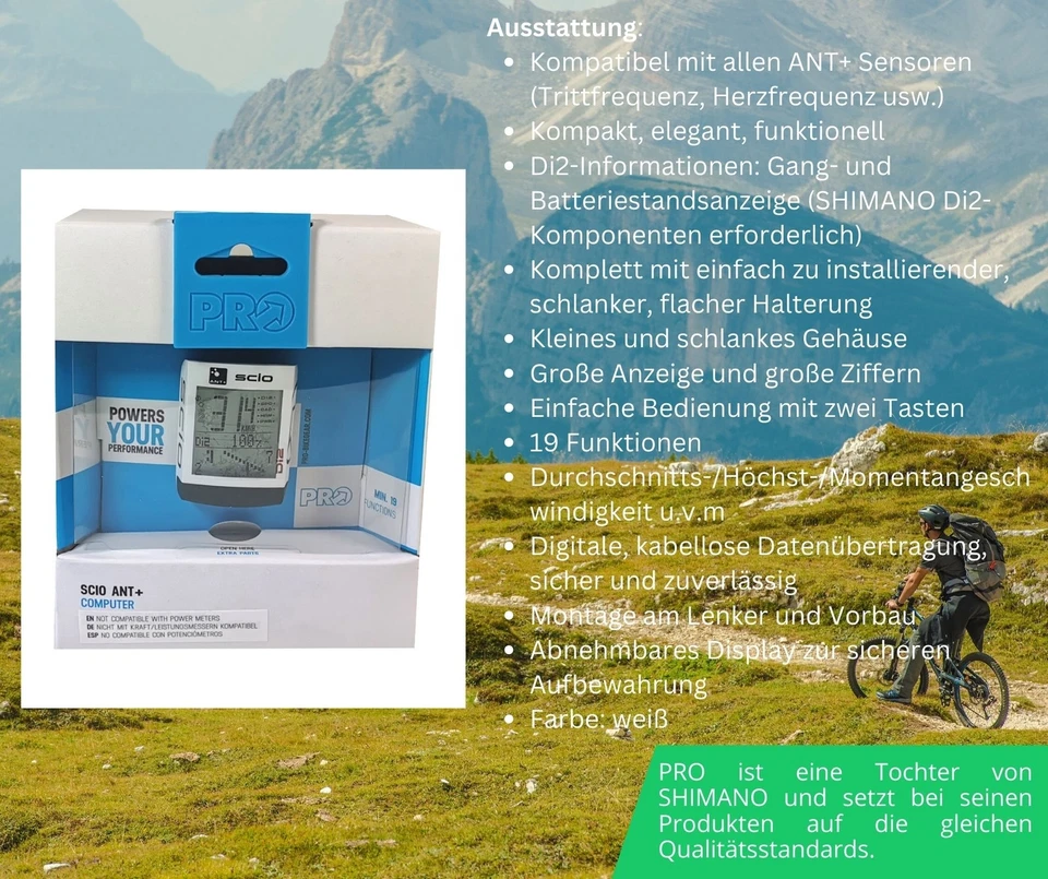 Pro Scio ANT+ Funk Fahrradcomputer Fahrradtacho kabellos 19 Funktionen Tacho - Bild 3 von 4