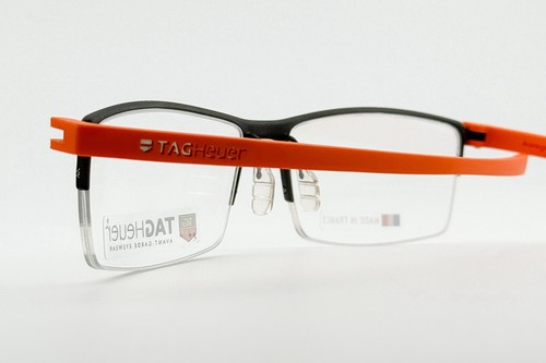 Authentic Tag Heuer TH 3921 Half-Rim Reflex Black/Orange Frame France Eyeglasses - Picture 5 of 11