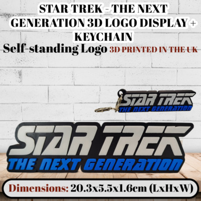 Deko selbststehend STAR TREK 3D gedruckt Logo Display + Schlüsselanhänger Kombi