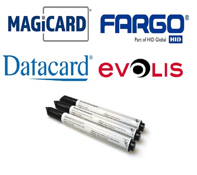 3 Druckkopf-Reinigungsstifte, Datacard, Evolis, Magicard, IPD, Fargo Kartendrucker