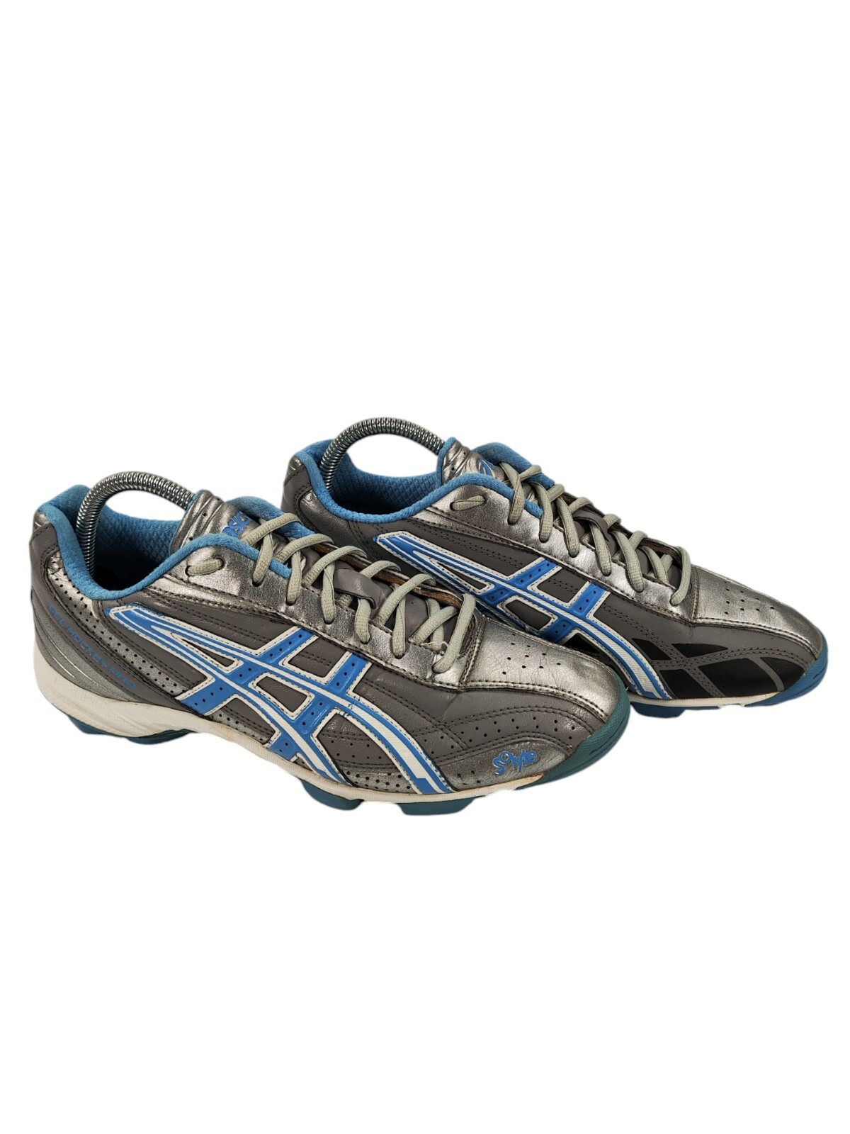Asics Gel Hockey Pro Shoes Women's Size US 10 Silver/Blue Field Cleats Turf