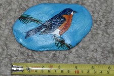 Hand painted rock art Eastern Bluebird Patio rock art Garden rock art