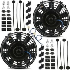 DUAL 7-8 INCH TRANS-MISSION OIL COOLER ELECTRIC FAN 90W 12 VOLT REVERSIBLE MOTOR