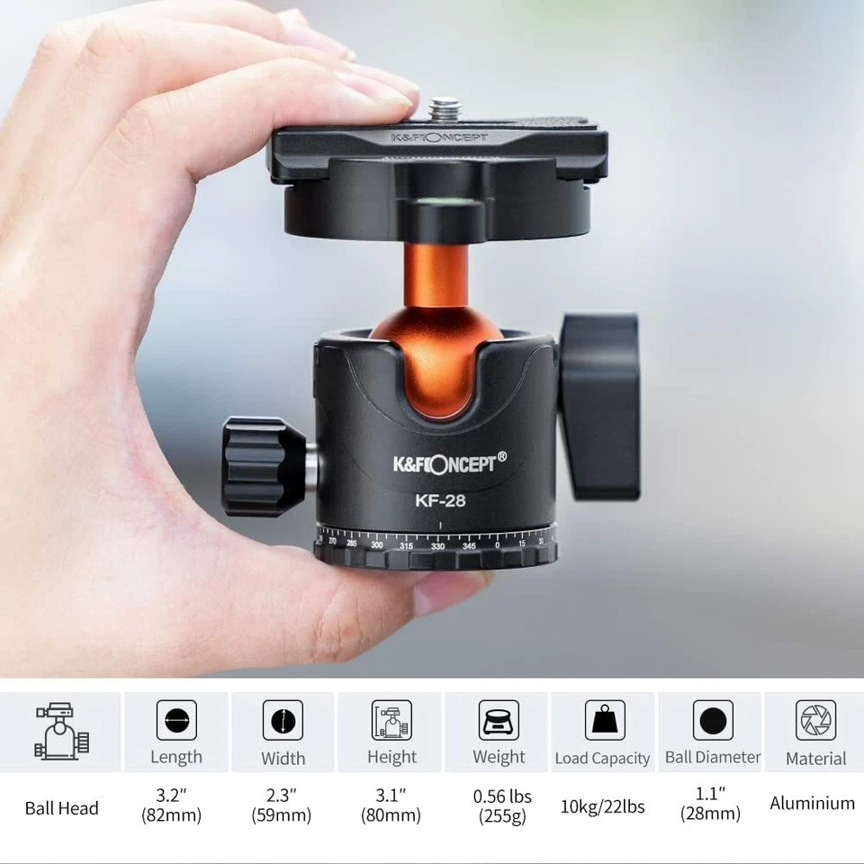 K&F Concept 63in Carbon Fiber Camera Tripods Compact Detachable Monopod for DSLR - Image 3 of 4