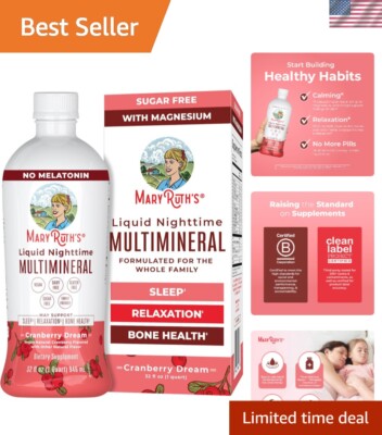 Vegan Liquid Multimineral Sleep Support with Magnesium & Zinc - Cranberry Flavor