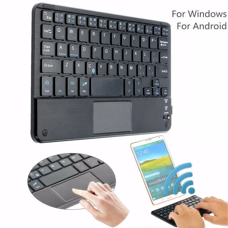 Mini-Bluetooth-Tastatur kabellos Ultra Thin mit Touchpad für iOS Android Windows - Bild 2 von 4