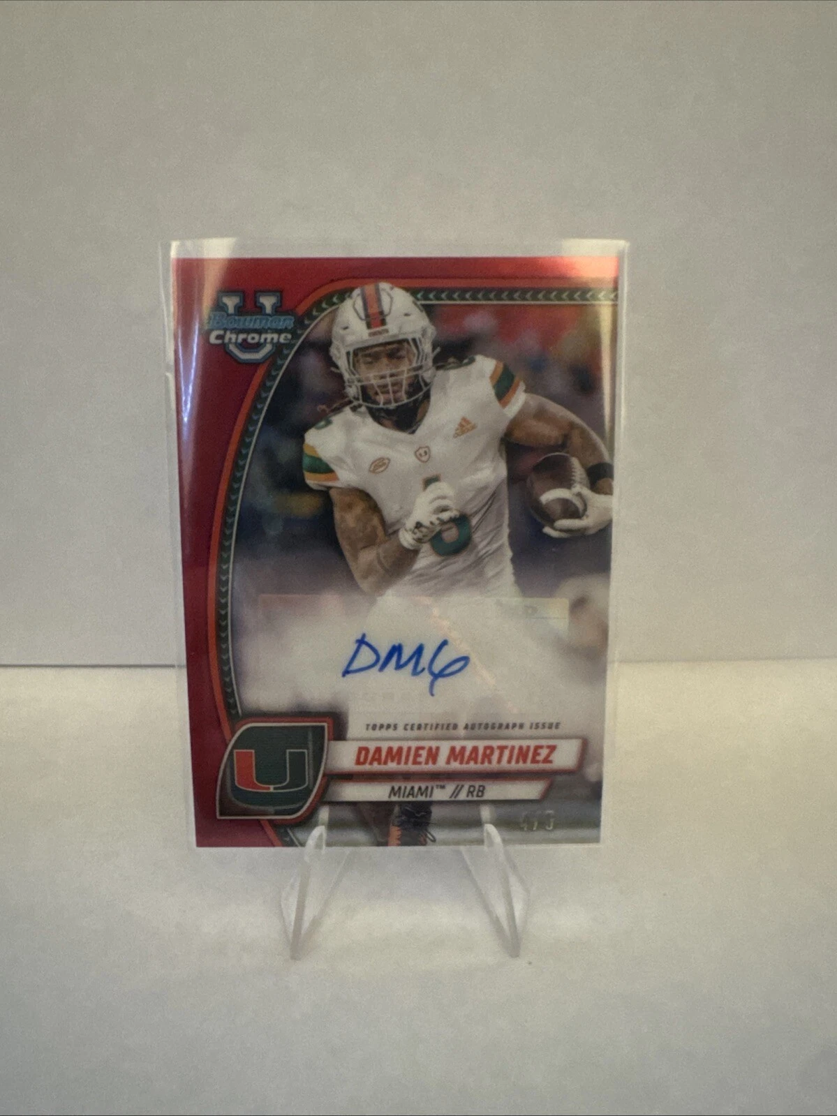 Damien Martinez 2024 Bowman University Chrome True Red Refractor Auto RC #4/5