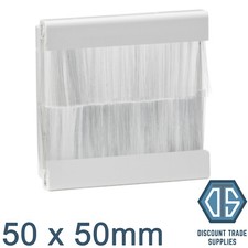 Single Euro Module White Brush Cable Entry Clip-In Insert 50 x 50mm 2 Gang