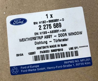 Genuine Ford Fiesta Door weatherstrip 2275689 H1BBA20531AH for 