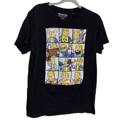 Bethesda Tshirt Womens Large Black Game Studios Perk Graphics Block