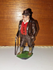 Vintage Britain's Lead Toy older Man in top hat with cane has Moving Arm