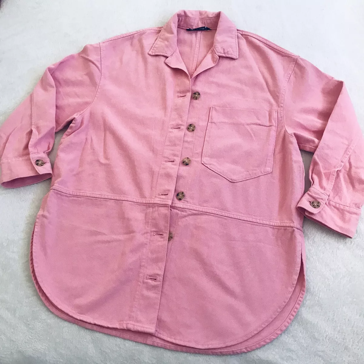 Pink hot sale jean shirt