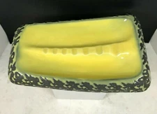 Vintage Plymouth Products Mid-Century Yellow & Green Ceramic Ashtray