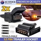 12 Pin Flat Trailer Socket Plug Set Connector Trailer Caravan Camper Adaptor OZ