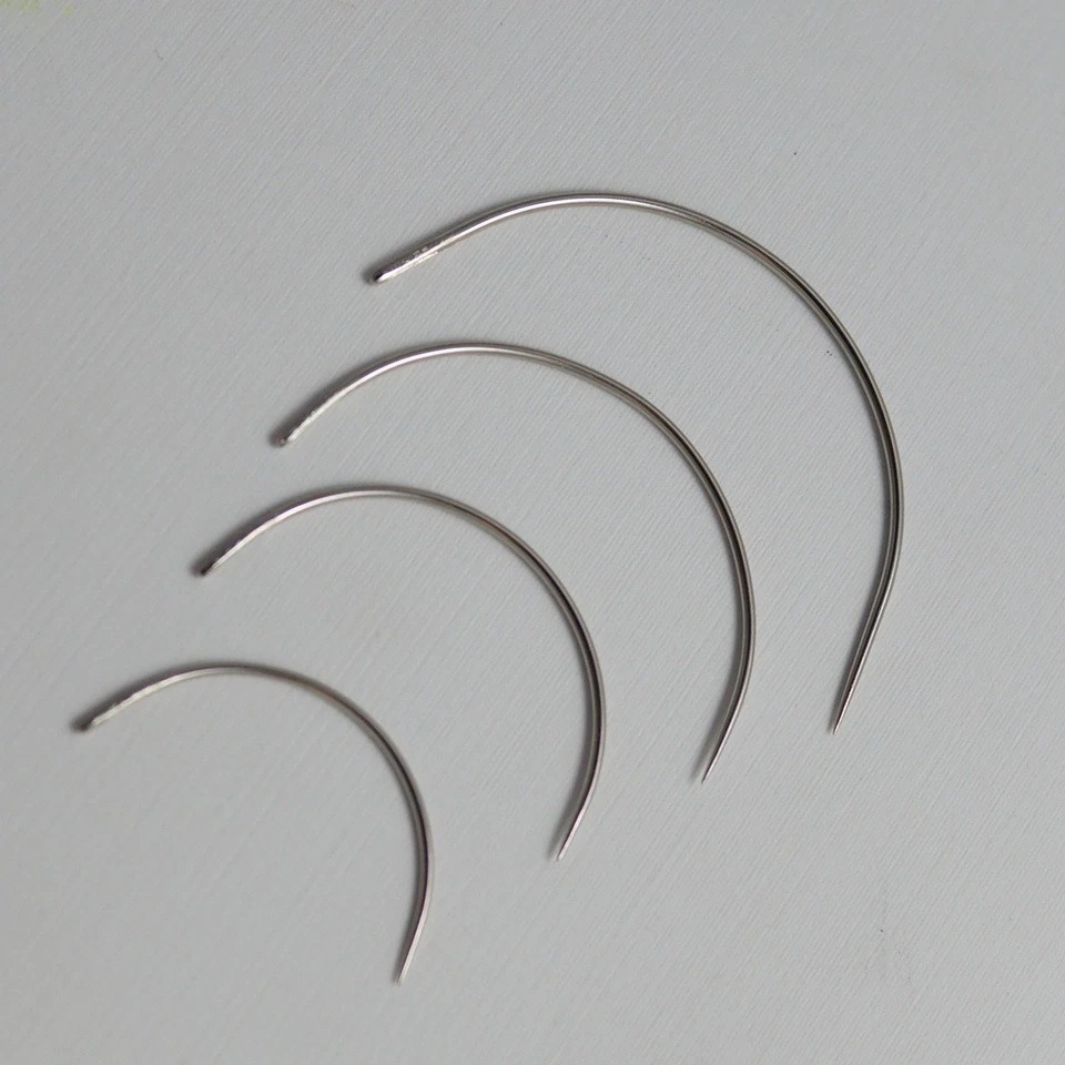 4er Set gebogene Nadeln Polsternadeln Nähnadeln Sattlernadeln rund Leder NEU  - Bild 2 von 4