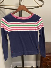 Lilly Pulitzer Sweater Navy Blue w/Pink Stripes Girls Size XL 12-14 