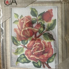 Printed needlepoint tapestry kits With Floss   Needle 20x25 Cm orange roses Rto
