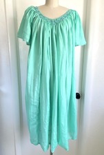 Vintage Patio Gauze Dress Muumuu Floral Cottagecore One Size GREEN Crochet