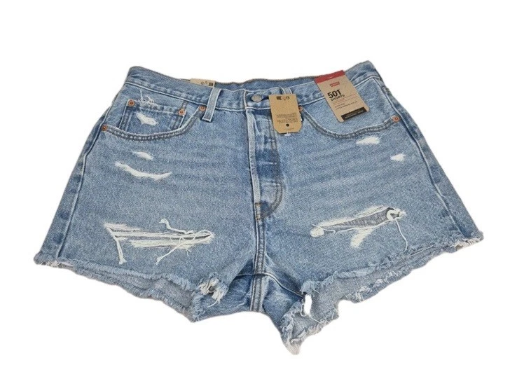 Levi's 501 Womens Size 30 High Rise Distressed Button Fly Cut Off Jean Shorts