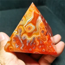 TOP 231G Natural Polished Silk Banded Lace Agate Crystal Pyramid R1935