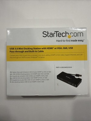 StarTech USB 3.0 Mini Docking Station With HDMI Or VGA, Gbe, USB Pass Through 
