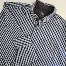 Cutter & Buck Mens Large Gingham Check Button Down Shirt 100% Egyptian Cotton