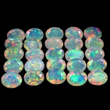9x7 MM Oval Cut Natural Top Grade Flashy Rainbow Fire Faceted Ethiopian Opal