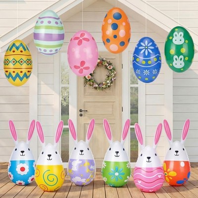 Foilswirl 12 Pcs Easter Inflatables purple, pink, green, orange, yellow, blue 