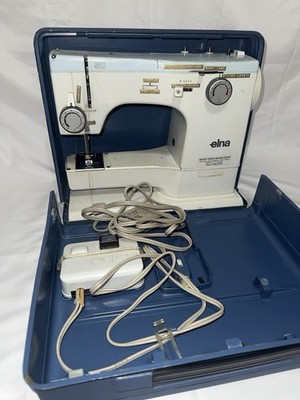 Elna SU Type 62C Sewing Machine W/ Original Metal Case Pedal & Extras Tested