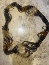 Beaded necklace multi strand, multi color glass seed beads