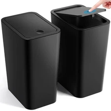 ITCPRL Bathroom Trash Can with Lid, 2 Pack 4 Gallons/15 Liters Garbage Can wi...