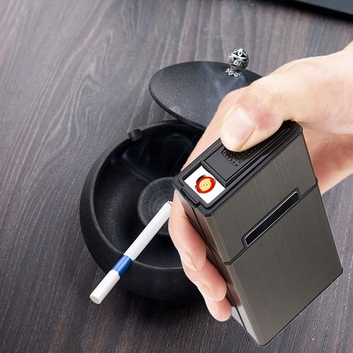 Cigarette Case with Lighter 100'S King Size 20Pcs Cigarettes 2 Pack Rechargeable - Picture 2 of 11