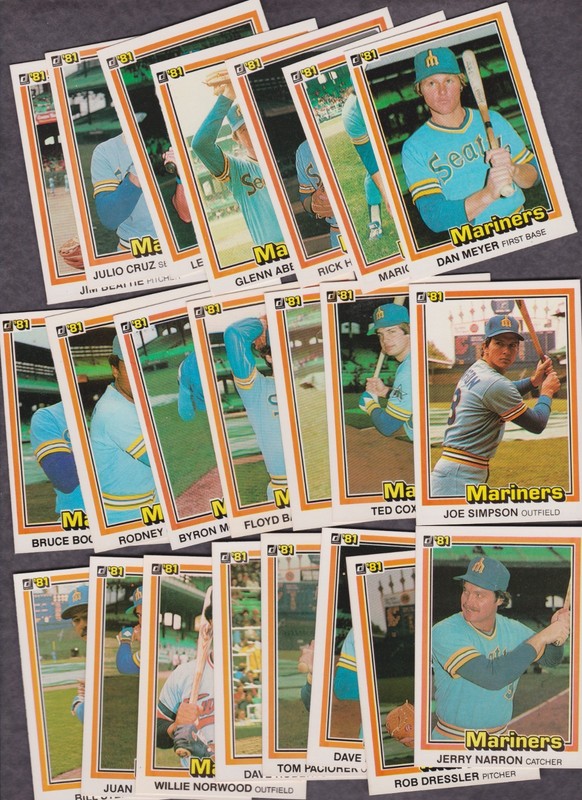 1981 Donruss Baseball Card Lot of 22 Different Seattle Mariners NM Avg Vintage