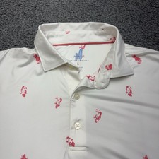 Johnnie-O Polo Shirt Featherweight Large Geometric Performance Stretch Toucan