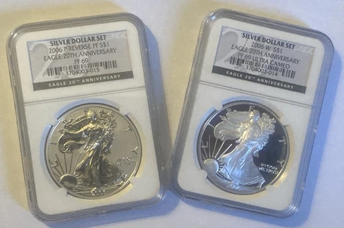 2 PC lot- 2006 American Silver Eagle 20th ANNIVERSARY Proof Set NGC PF 69