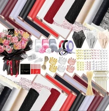 HUGE LOT Flower Wrapping Paper Kit w/120Sheets Waterproof Floral Paper 512Pcs 