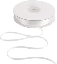 White Thin Double Face Satin Ribbon 1/8 inch x 100 Yards  Solid Color Small Rib