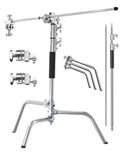 Stainless Steel Professional Heavy Duty C Stand with Boom Arm - Max Height 8f...