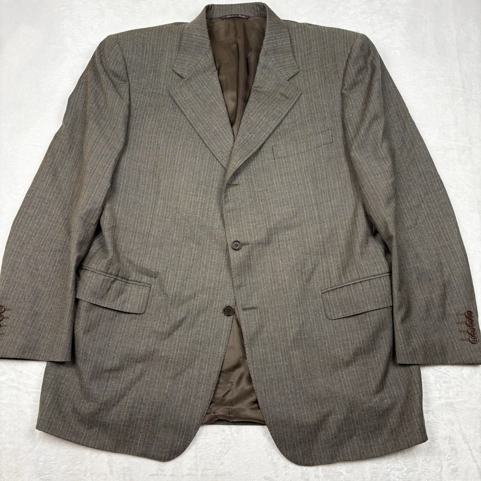 Traje Canali 2 Piezas Para Hombre 48R/38W Marrón Espiga 100% Lana Chaqueta Pantalones Italia Foto 2 de 4
