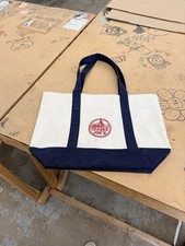 Trader Joes Canvas Tote Bag Navy/Red Large Logo Grocery Bag Eco Friendly