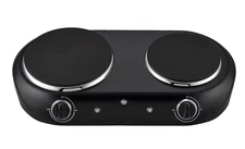 Double Burner, 1800 W, Black Electric Cooktop, 1 Each, Assembled Product