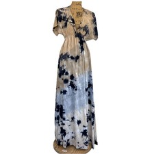 Hard Tail Forever Maxi Dress XS Rayon Tie Dye Flutter Sleeve Extra Long Boho USA