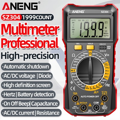 SZ304 Multifunction 1999 Counts Digital Multimeter True RMS Handheld Tester