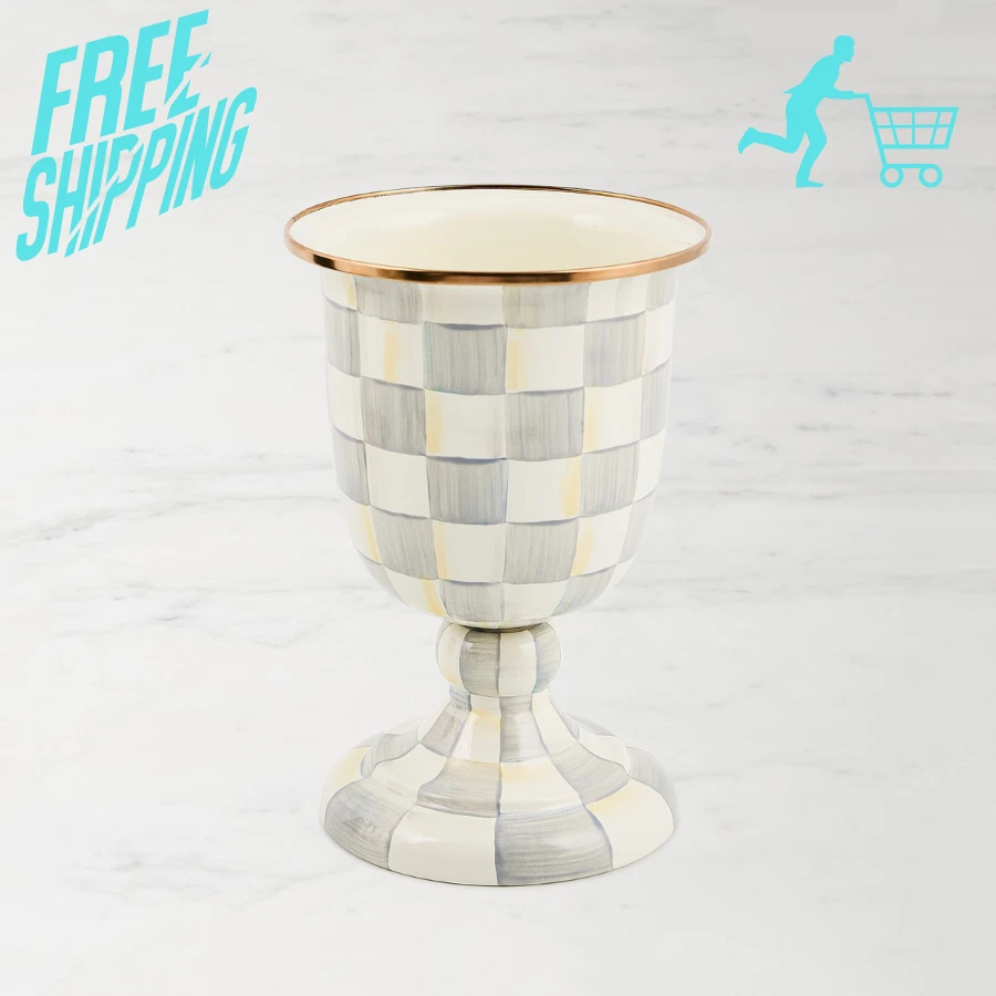 MacKenzie-Childs Sterling Check Pedestal Vase - Thumbnail 2